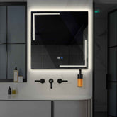 LED Spiegel Quadratisch | Touch-Schalter | Anti-Beschlag-Funktion | Neutralweißes Licht - Reyze Seria Minimal Model 2